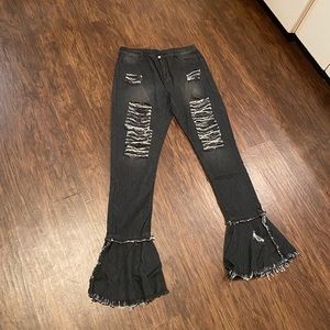 Flared rip jeans